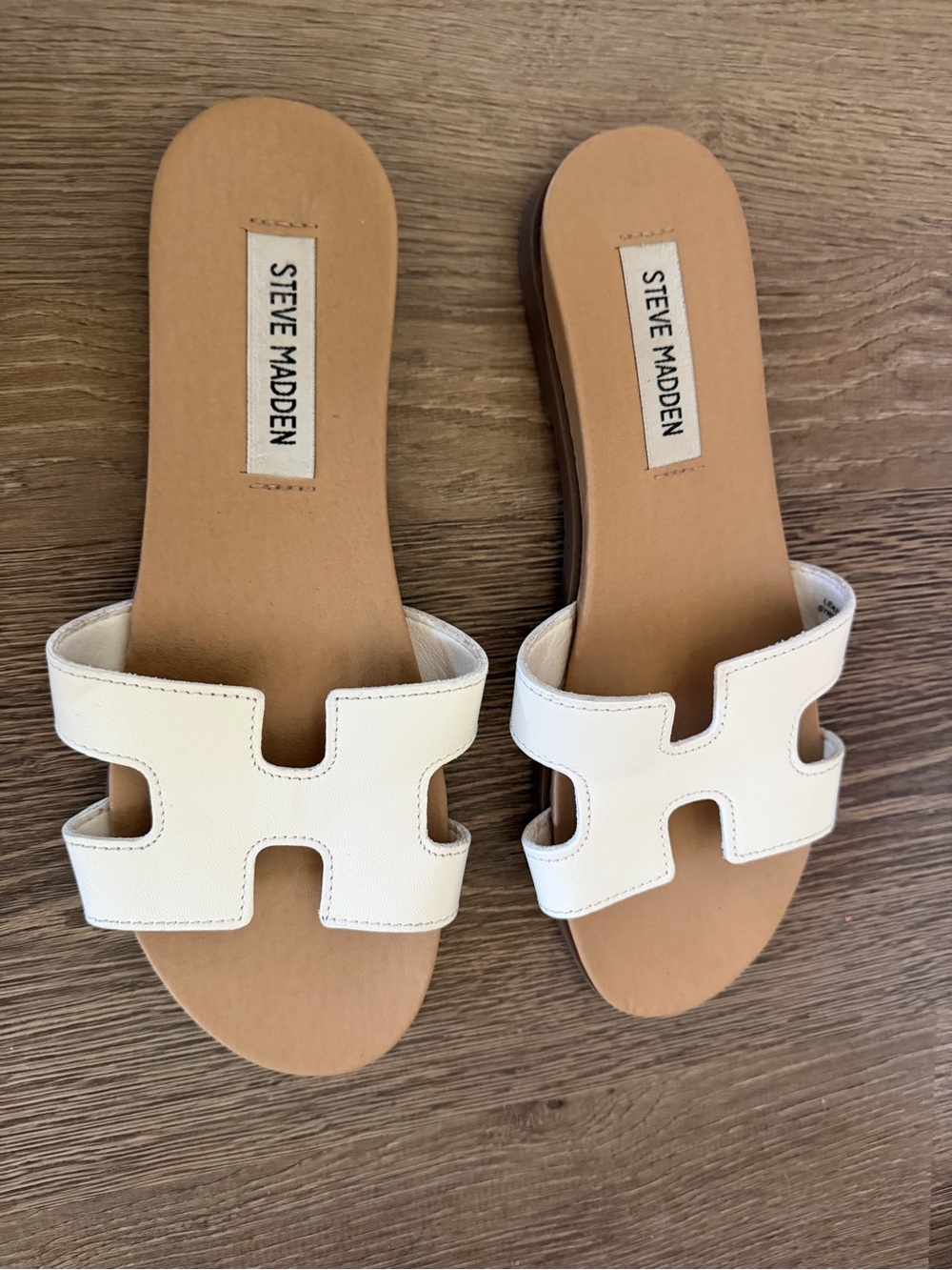 Steve Madden Ivory Cutout Slide Sandals